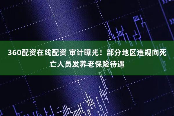 360配资在线配资 审计曝光！部分地区违规向死亡人员发养老保险待遇